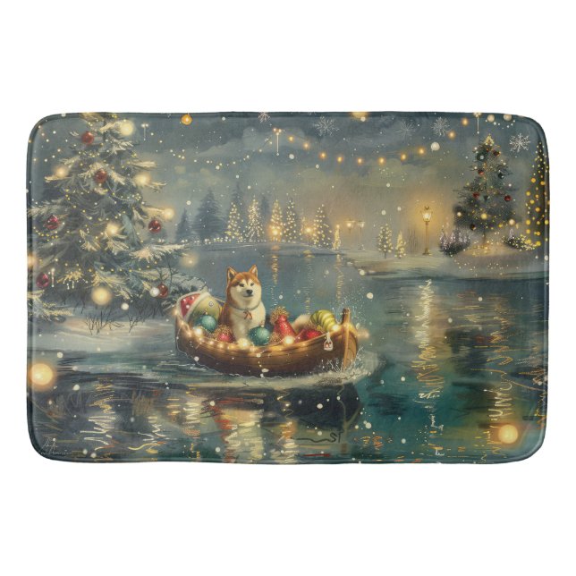 Akita Weihnachtsfest Reise Badematte (Vorderseite)