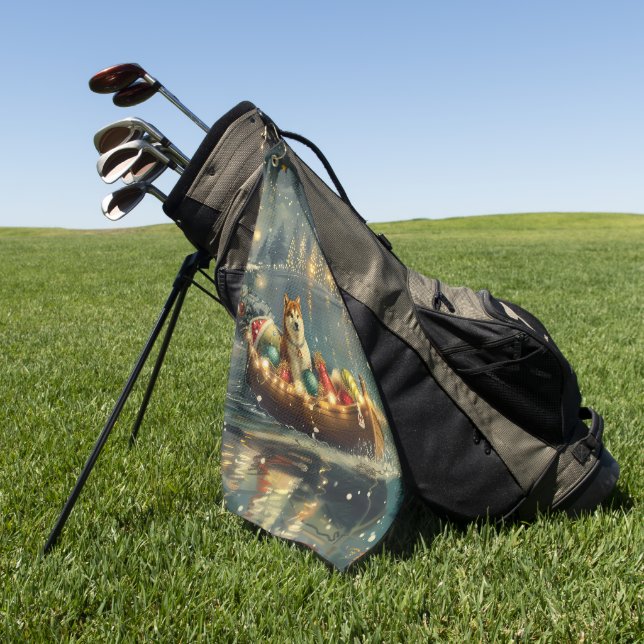 Akita Weihnachtsfest Reise Golfhandtuch (Gras)