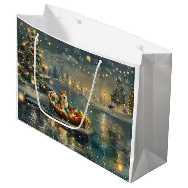 Akita Weihnachtsfest Reise Große Geschenktüte (Vorderseite Schrägansicht)