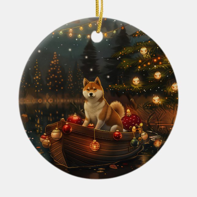 Akita Weihnachtsfest Reise Keramik Ornament (Vorne)