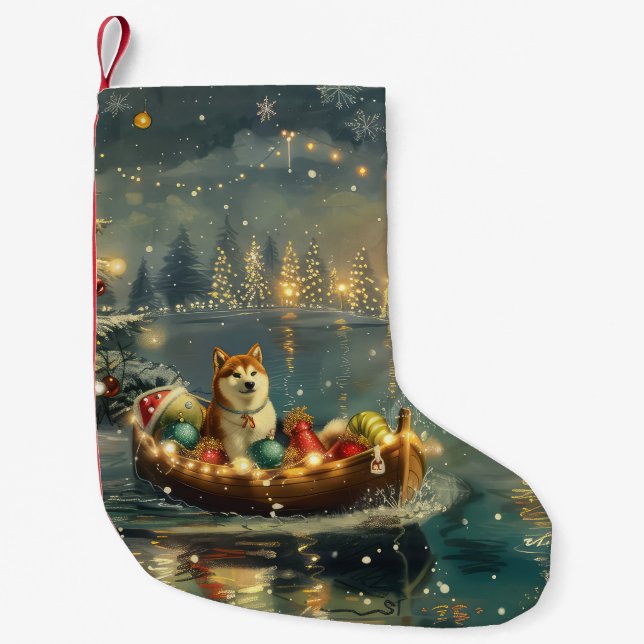 Akita Weihnachtsfest Reise Kleiner Weihnachtsstrumpf (Vorderseite)