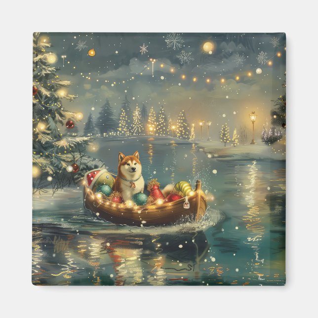 Akita Weihnachtsfest Reise Magnet (Vorne)