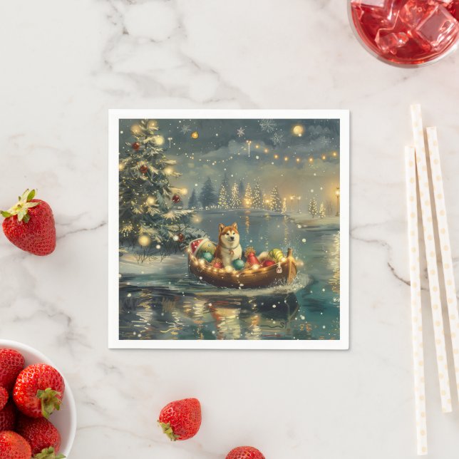 Akita Weihnachtsfest Reise Serviette (Beispiel)