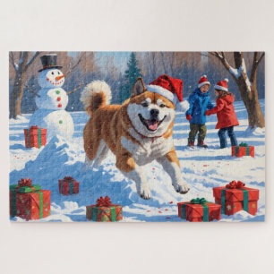 Akita Weihnachtsfestliche Schneeszene 