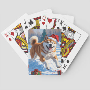 Akita Weihnachtsfestliche Schneeszene Spielkarten