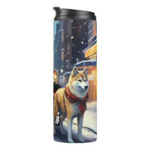 Akita Weihnachtsfestzeit Thermosbecher