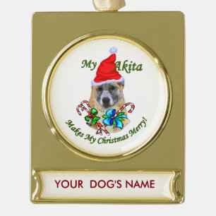 Akita Weihnachtsgeschenke Personalisiert Banner-Ornament Gold