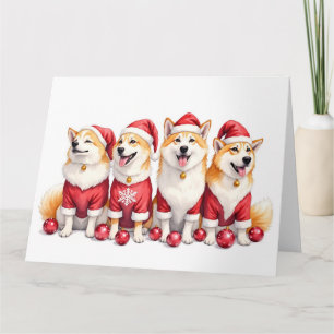 Akita-Weihnachtskleid mit Santa-Hut Karte