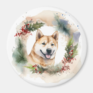 Akita Weihnachtskranz Festiver Hund Magnet