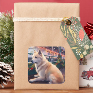 Akita Weihnachtskreuzfahrt: Tolles Weihnachtsvergn Quadratischer Aufkleber