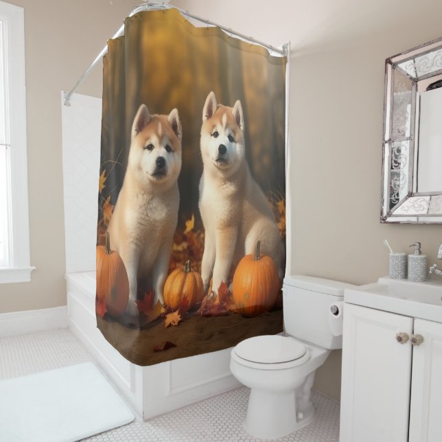 Akita Welppy Autumn Delight Pumpkin Duschvorhang (Beispiel)