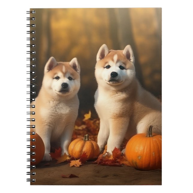 Akita Welppy Autumn Delight Pumpkin Notizblock (Vorderseite)