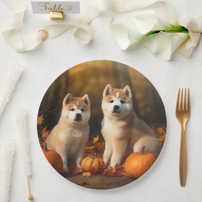 Akita Welppy Autumn Delight Pumpkin Pappteller (Hochzeit)