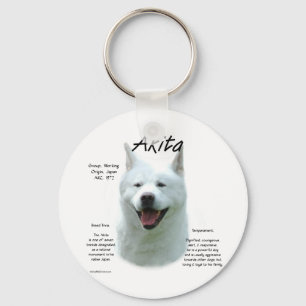 Akita (wht) Geschichtsdesign Schlüsselanhänger