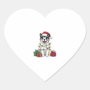 Akita Xmas Lighting Weihnachtsmannmütze Akita Dog  Herz-Aufkleber