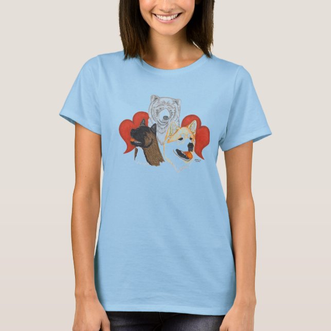 Akitas- und Bärenkopfportraits T-Shirt (Vorderseite)
