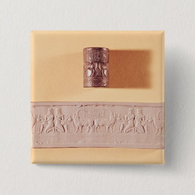 Akkadian Zylinder-Siegel und -eindruck Button (Vorderseite)