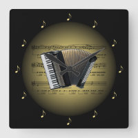 Akkordeon-3-D Goldkugel ~ Noten ~ Schwarzes BG