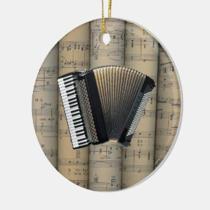 Akkordeon-~ gerollte Notenen-Hintergrund ~ Musik Keramik Ornament