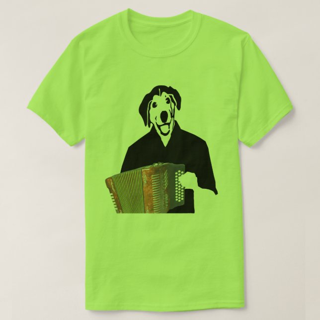 Akkordeon-Hundespieler lustiges Cajun T-Shirt (Design vorne)