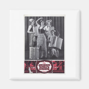 Akkordeon-Mädchen-Vintage Anzeige Magnet