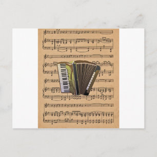Akkordeon mit Notenhintergrund Postkarte