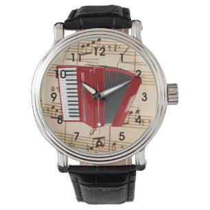 Akkordeon: Red Accordion Watch Armbanduhr