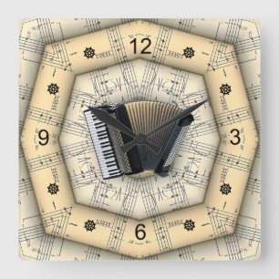 Akkordeon ~ Seltsames musikalisches Design ~ Einzi Quadratische Wanduhr