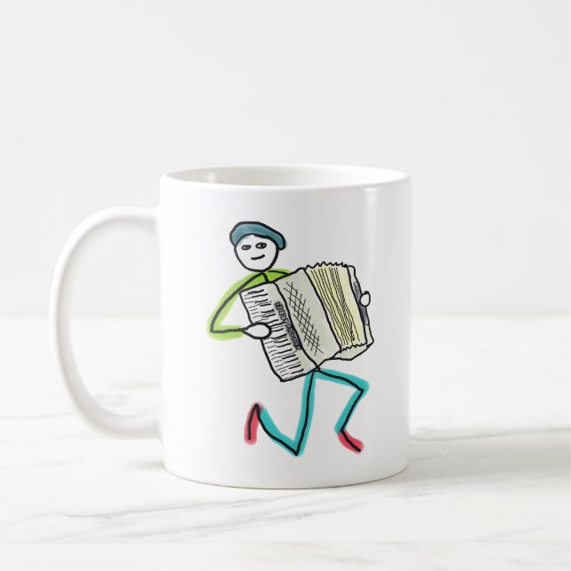 Akkordeon spielender Stockmann Kaffeetasse (Links)