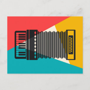 Akkordeon Tri-Color - Türkis Koralle Gold Musik Postkarte