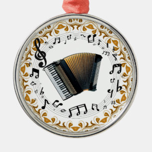 Akkordeondesign in elegantem Schwarz und Gold Ornament Aus Metall