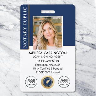 Akkreditierung Notar Public Foto QR Navy Gold Ausweis