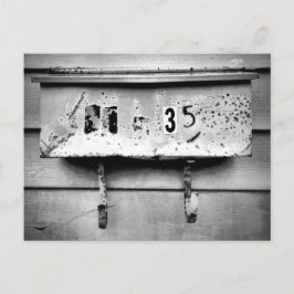 Akkualtes Postfach schwarz, weißes Zeichen Postkarte