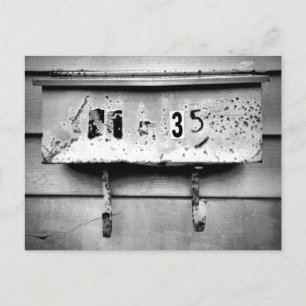 Akkualtes Postfach schwarz, weißes Zeichen Postkarte