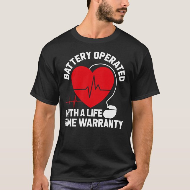Akkubetriebener Herzschrittmacher - Herzinfarkt T-Shirt (Vorderseite)
