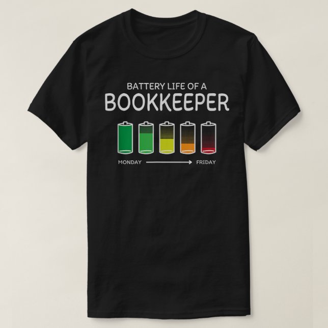 Akkulaufzeit der Buchhalterfreunde B T-Shirt (Design vorne)