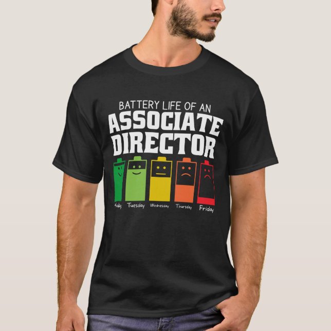 Akkulaufzeit eines assoziierten Direktors T-Shirt (Vorderseite)