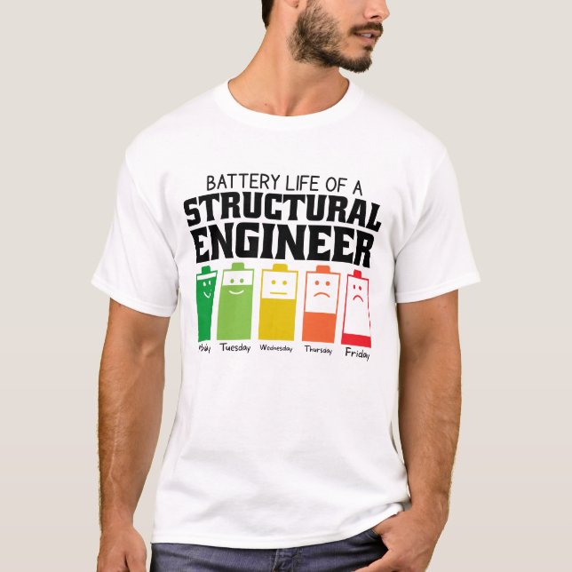Akkulaufzeit eines Bauingenieurs T-Shirt (Vorderseite)
