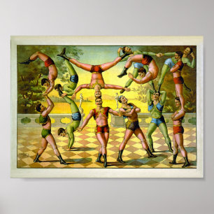 Akrobatik 1891 Vintager Zirkus Poster