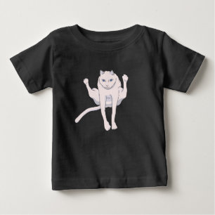 Akrobatisch springende weiße Sportlerkatze Baby T-shirt