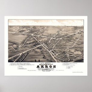 Akron, OH Panorama Karte - 1882 Poster
