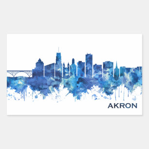 Akron Ohio Skyline Blue Rechteckiger Aufkleber