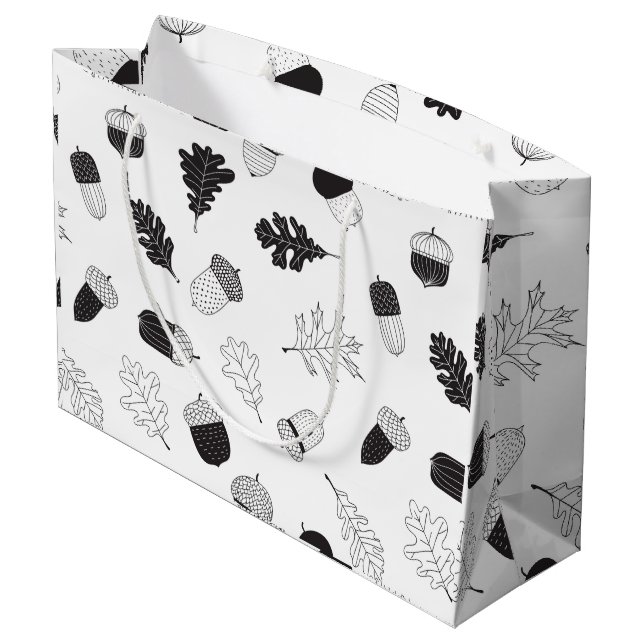 Akronen und Blätter Große Geschenktüte (Rückseite Schrägansicht)