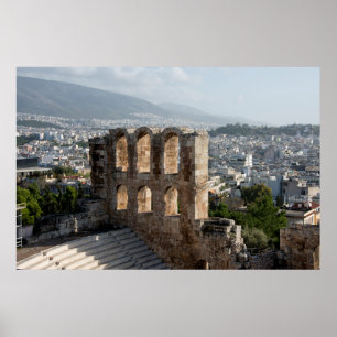 Akropolis Antike Ruinen mit Blick auf Athen Poster