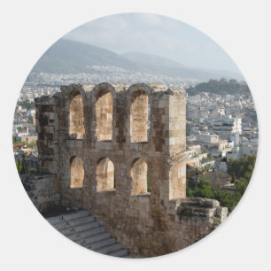 Akropolis Antike Ruinen mit Blick auf Athen Runder Aufkleber