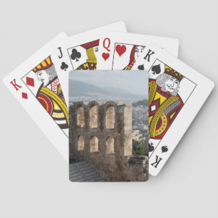 Akropolis Antike Ruinen mit Blick auf Athen Spielkarten