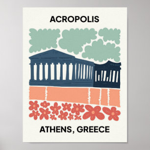Akropolis Athen Griechenland abstrakte Reisemöglic Poster