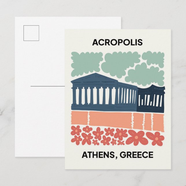 Akropolis Athen Griechenland abstrakte Reisemöglic Postkarte (Vorne/Hinten)