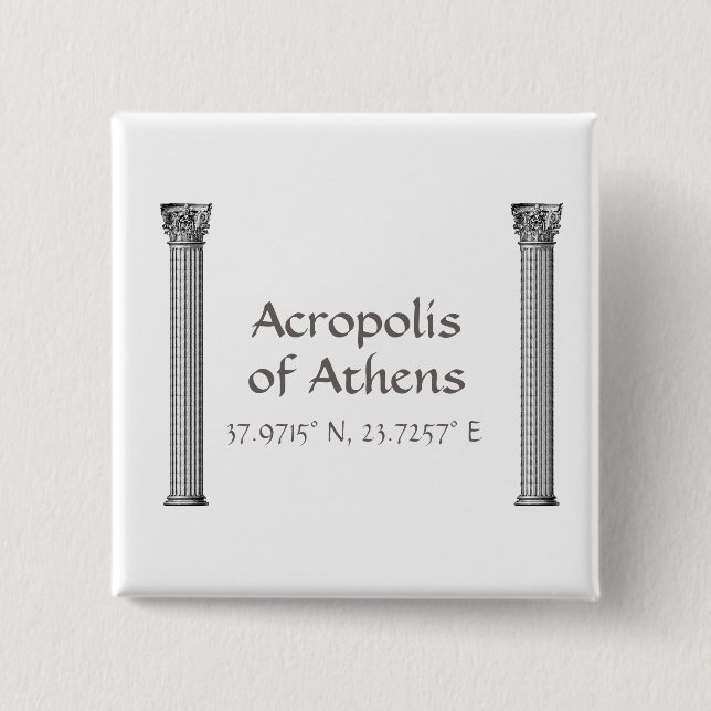 Akropolis Athens Breitengrad Button (Vorderseite)