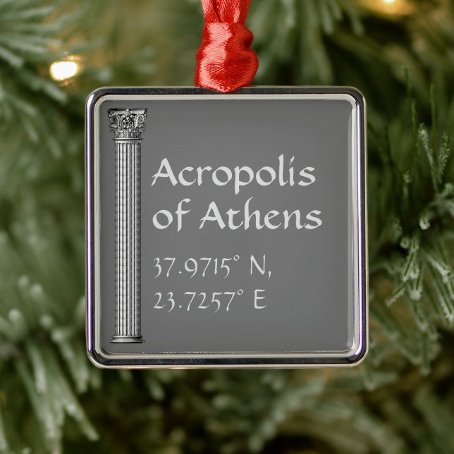 Akropolis Athens Breitengrad Ornament Aus Metall (Baum)